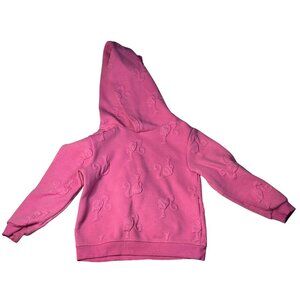 Barbie Girls Pink Embossed Full-Zip Hoodie | All-Over Logo Design, 3T, 11"x13"